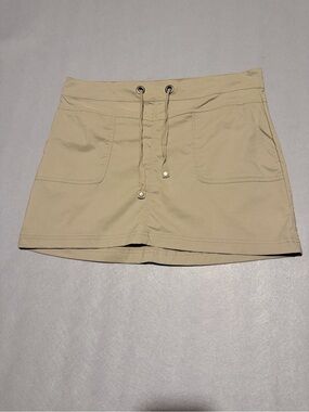 prAna Breathe Skort Size L Tan Khaki Drawstring Hiking Outdoor Skirt